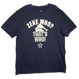 Dallas Cowboys Authentics Mens Size XL T-Shirt Cotton Zeke Who? Crew Neck Blue
